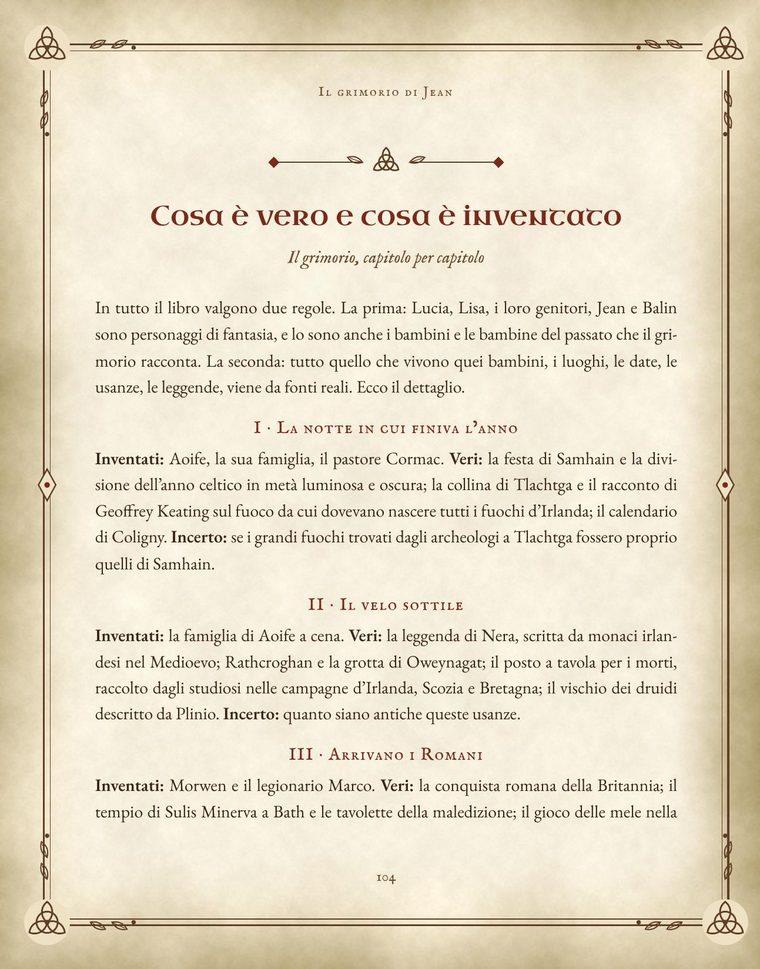 La pagina «Cosa è vero e cosa è inventato», che separa capitolo per capitolo i fatti documentati dalla fantasia