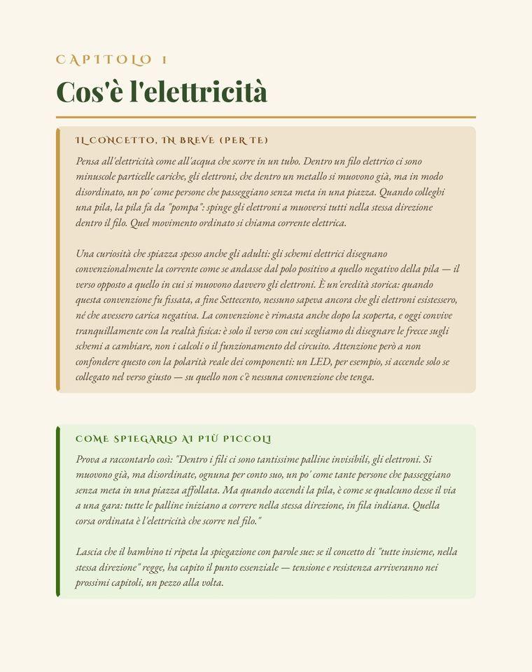 Apertura di capitolo con il concetto spiegato all'adulto e il riquadro su come raccontarlo ai più piccoli